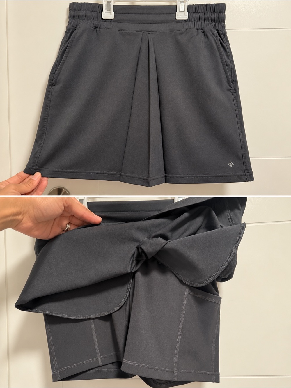 Women's Dark Gray Active Skort with Inner Shorts and Elastic Waistband